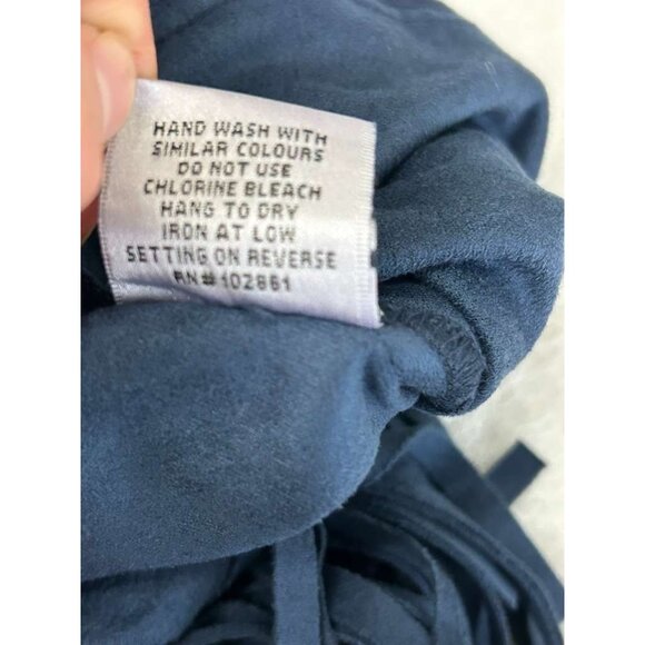 Adore Women's Size Medium Navy Blue Suede Maxi Two-tiered Fringe Skirt - Picture 7 of 14